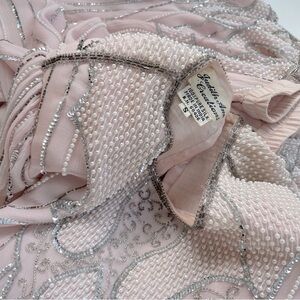 VINTAGE Judith Ann Creations 100% Silk Pink 2 PC Dress with Embellishments SMALL